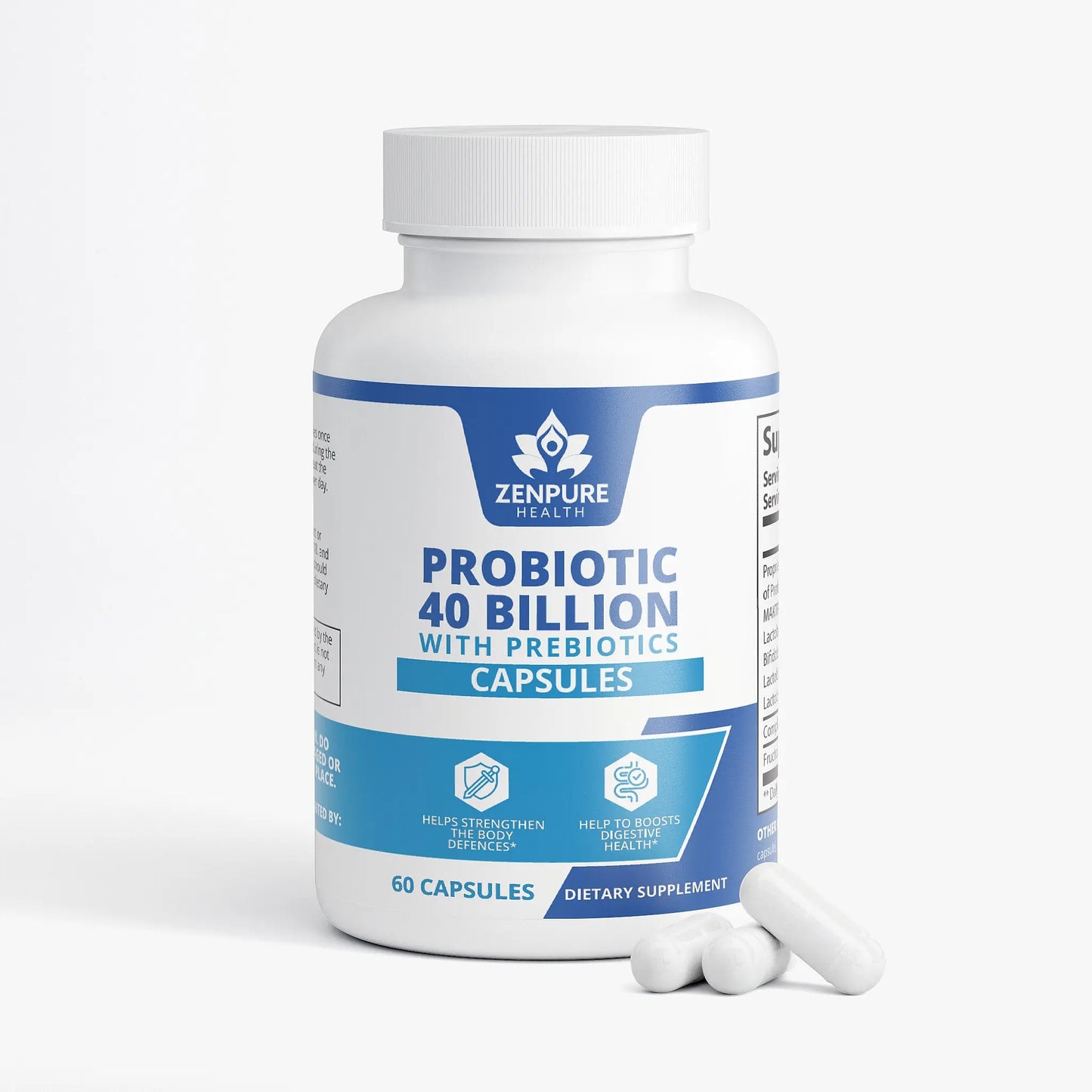 Probiotic 40 Billion with Prebiotics zenpure