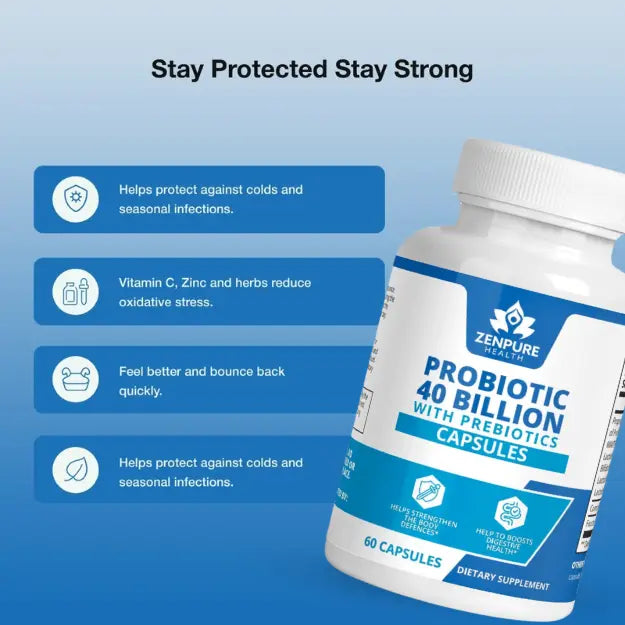 Probiotic 40 Billion with Prebiotics zenpure